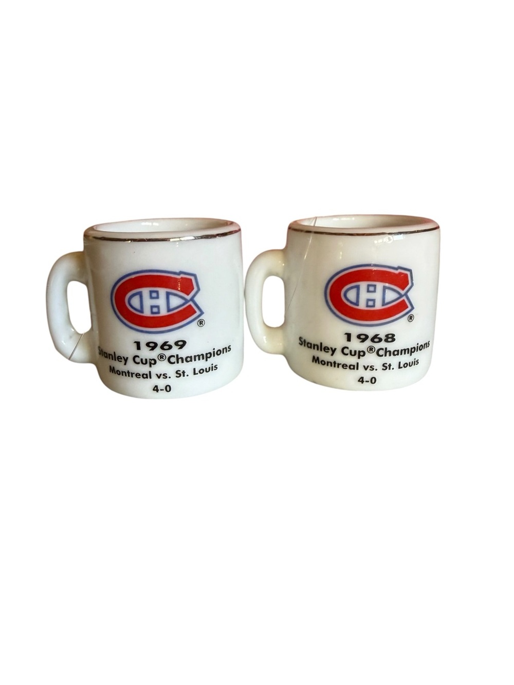 VintageMontreal Canadiens White Ceramic 1968-1969 Stanley Cup Champion Mini Mugs